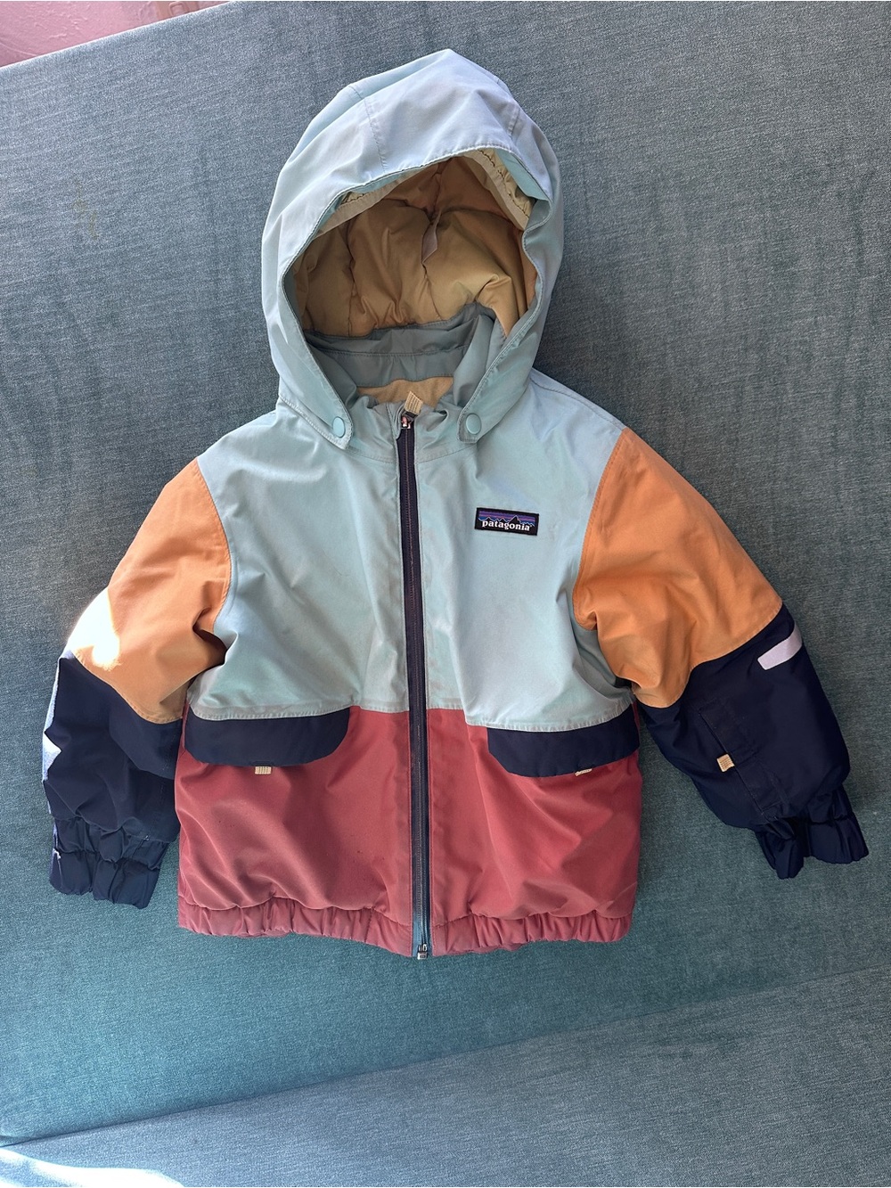 Patagonia Snowpile Kids Hooded Jacket - Mint, Rust, Orange, Navy, 3T